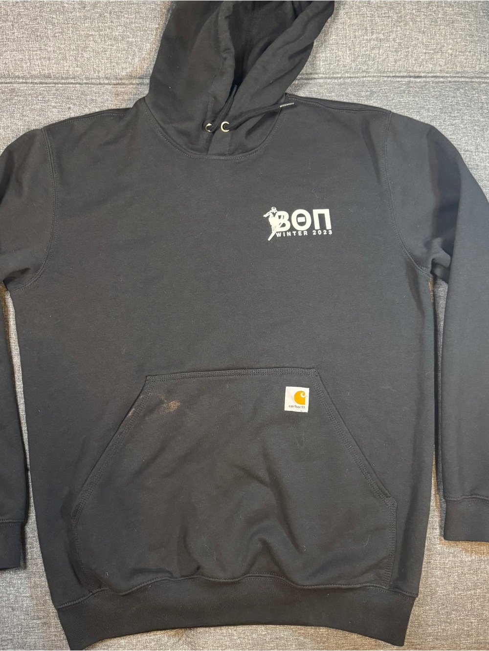 Carhartt Alfa Zeta Beta Theta Pi black Pullover Hoodie with White Winter 2023